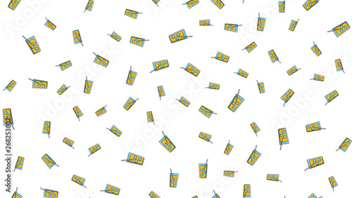Seamless pattern of repeating alcoholic cocktails in a glass with ice and a straw on a white background. Vector illustration
