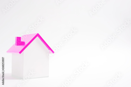 Simple house material and white background.  Shiny house.  シンプルな家素材と白色背景 ピカピカな家