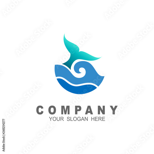 Whale tail stock, images logo design, tail with circular waves