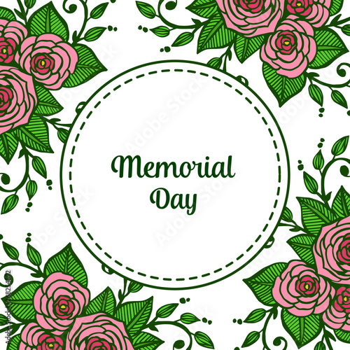 Vector illustration card of memorial day with texture rose flower frame © StockFloral