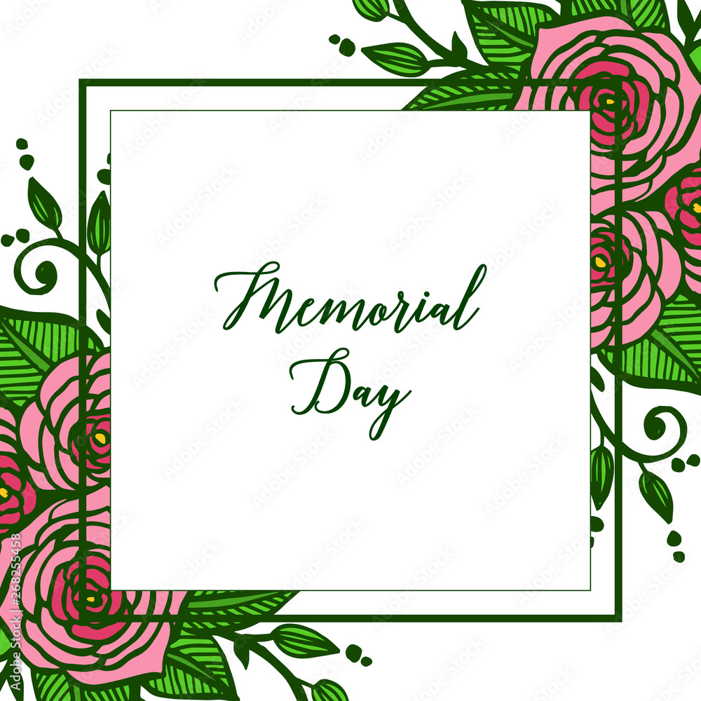 Vector illustration writing memorial day with rose wreath frames bloom Vector illustration writing memorial day with rose wreath frames bloom
