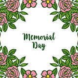 Vector illustration banner of memorial day with beauty of pink rose flower frame