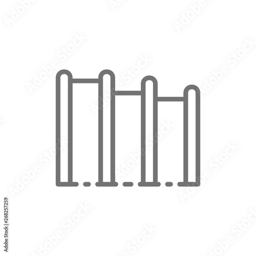 Horizontal crossbar, playground line icon.