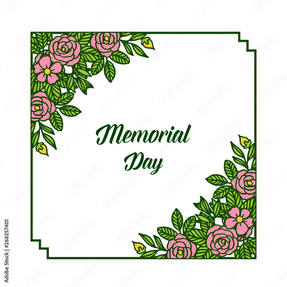 Vector illustration memorial day card style with pattern art of pink wreath frame