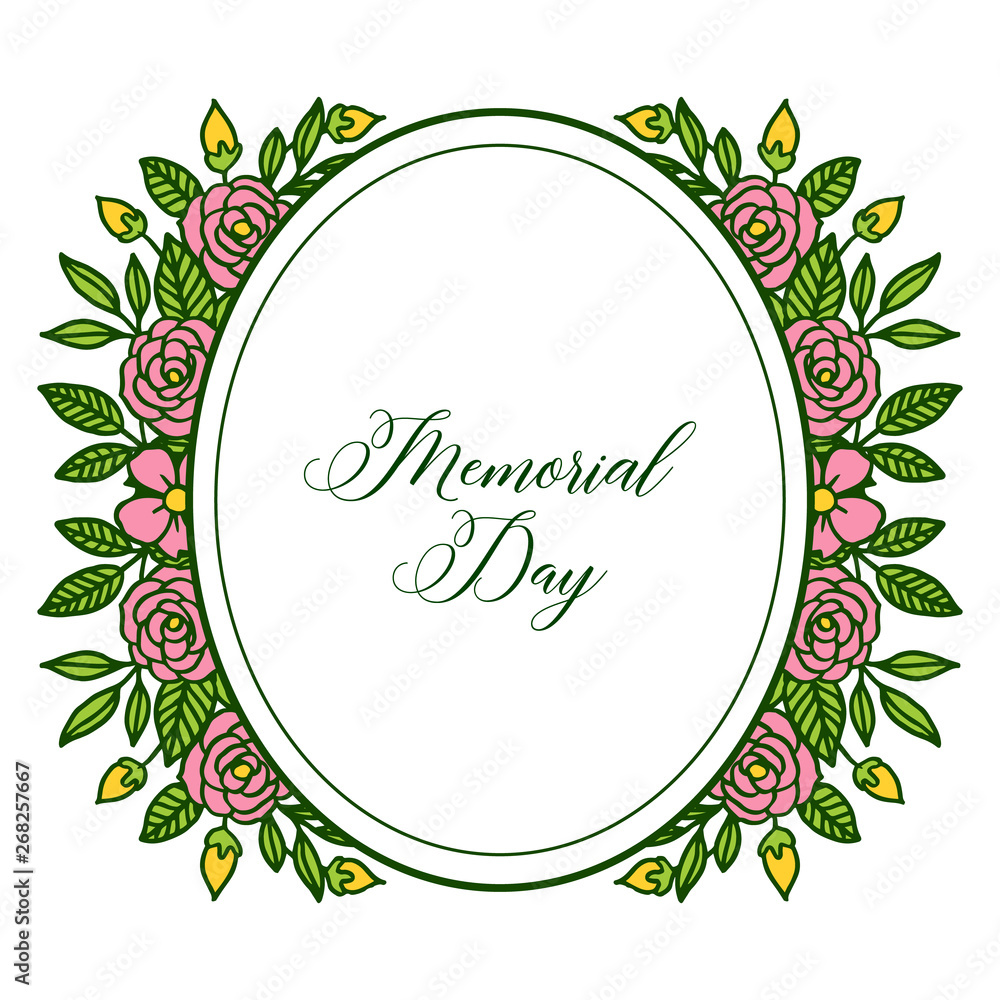 Vector illustration invitation card of memorial day with design artwork pink wreath frame