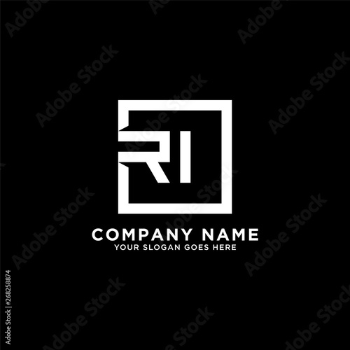 RI initial logo design, square letter, clean and clever vector