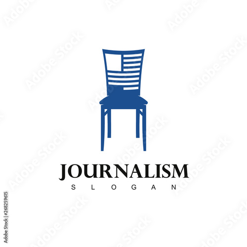 Journalism Logo With Journalist Content In Chair Symbol