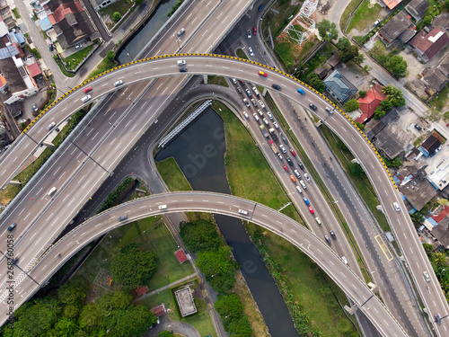 Aerial view of flyover highway from top