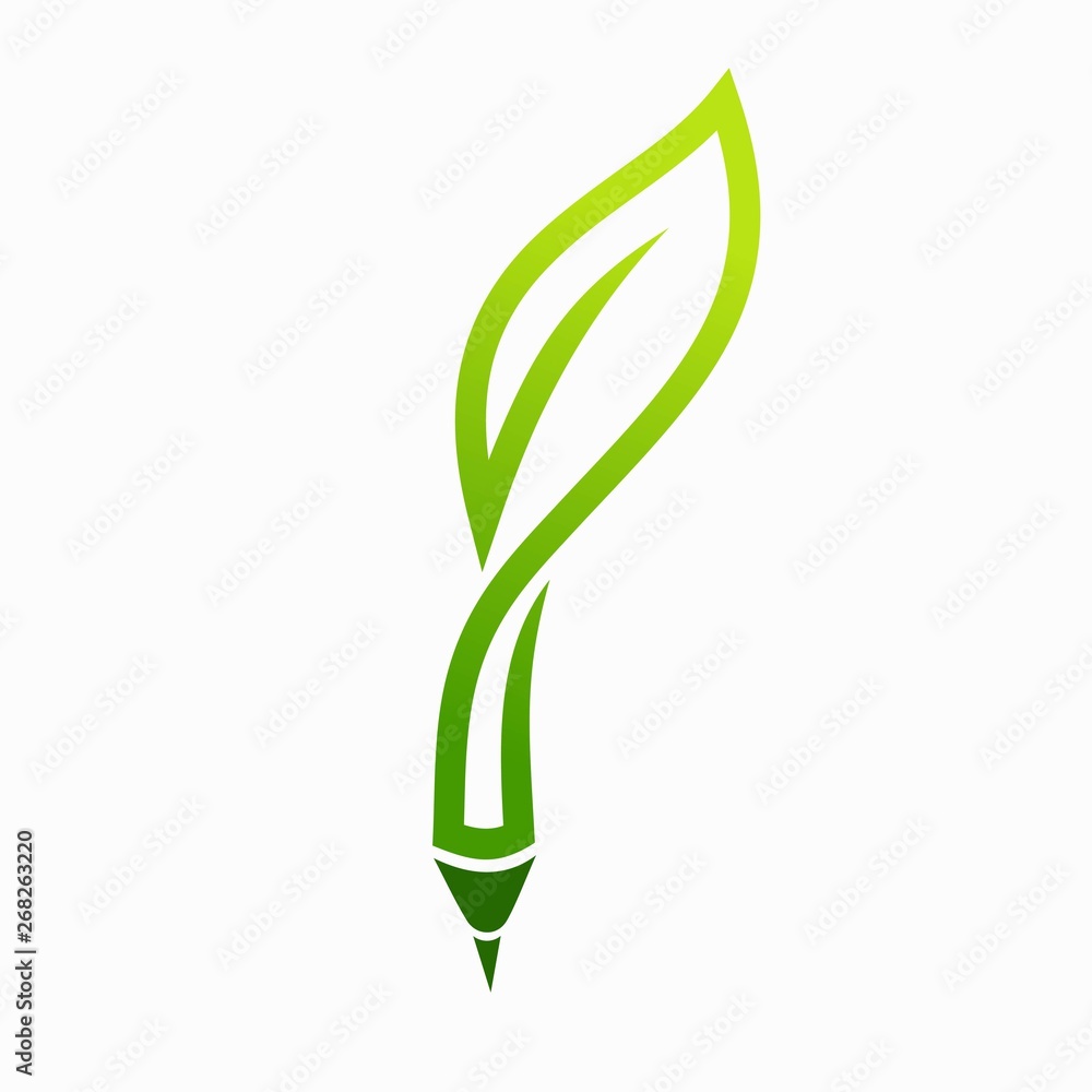 Vector pencil and leaf logo combination Vector pencil and leaf logo combination