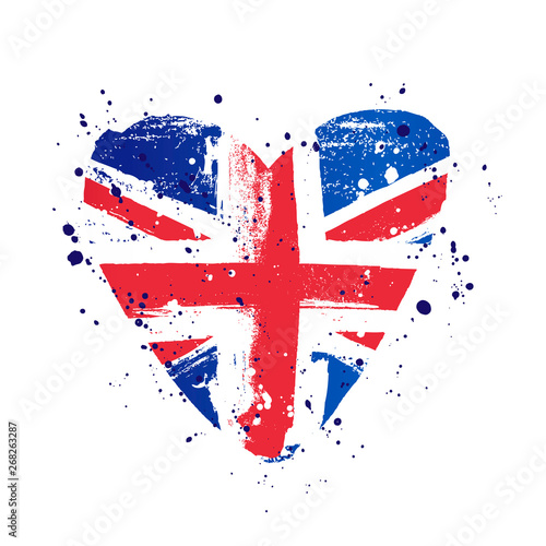 Flag of Great Britain in the form of a big heart. Vector illustration