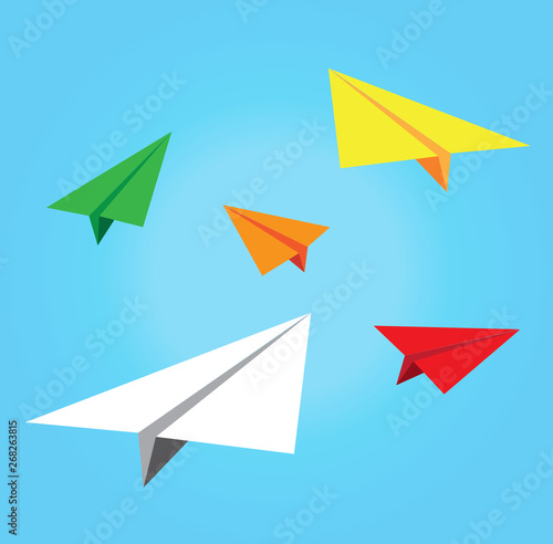 paper airplane in blue . concept of growth or leadership. business metaphor. vector illustration