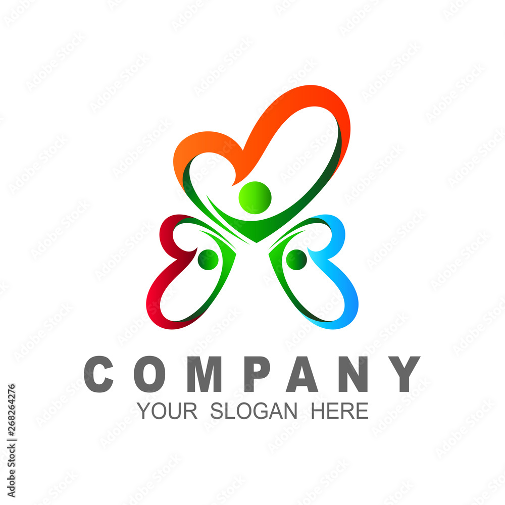 human logo and love, Happy family icon with love + logo design template human logo and love, Happy family icon with love + logo design template