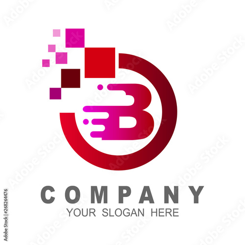 Online consultants initial letter b logo design, letter b and pixel