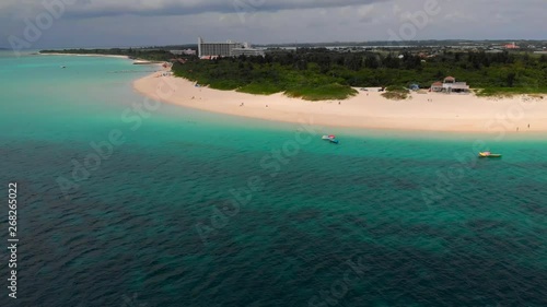 Aerial dolly towards Maehama Beach, Miyakojima, Japan photo