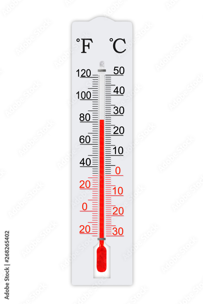 Fahrenheit and celsius scale meteorology thermometer for measuring air  temperature. Thermometer isolated on white background. Air temperature plus 82  degrees fahrenheit Stock Photo | Adobe Stock