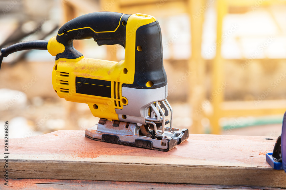 The yellow jigsaw for wood working. The yellow jigsaw for wood working.