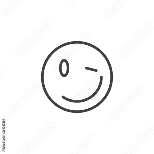 Winking Face emoji line icon. linear style sign for mobile concept and web design. Wink emoticon outline vector icon. Joke, humor symbol, logo illustration. Vector graphics