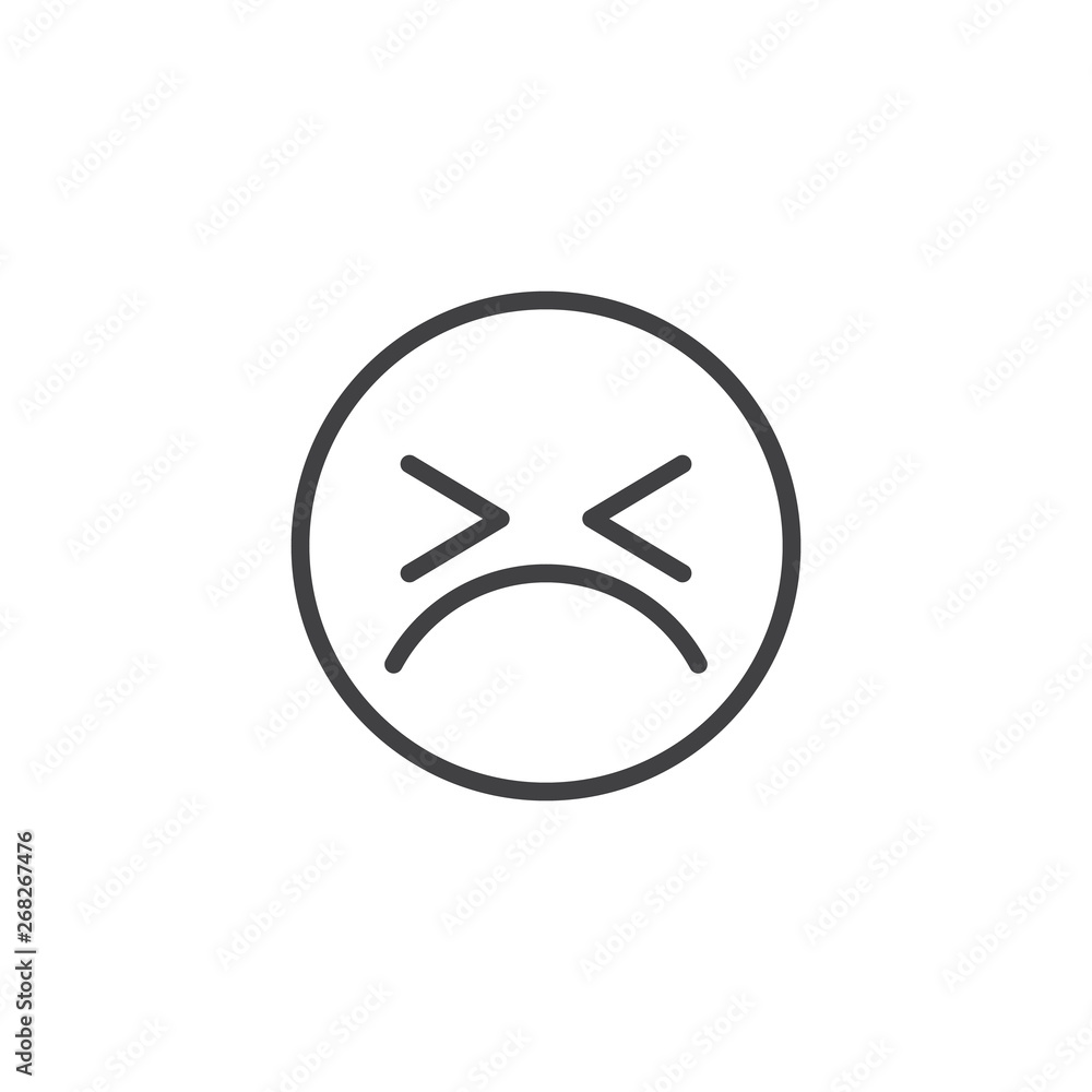 Persevering Face emoji line icon. linear style sign for mobile concept and web design. Angry face emoticon outline vector icon. Symbol, logo illustration. Vector graphics Persevering Face emoji line icon. linear style sign for mobile concept and web design. Angry face emoticon outline vector icon. Symbol, logo illustration. Vector graphics