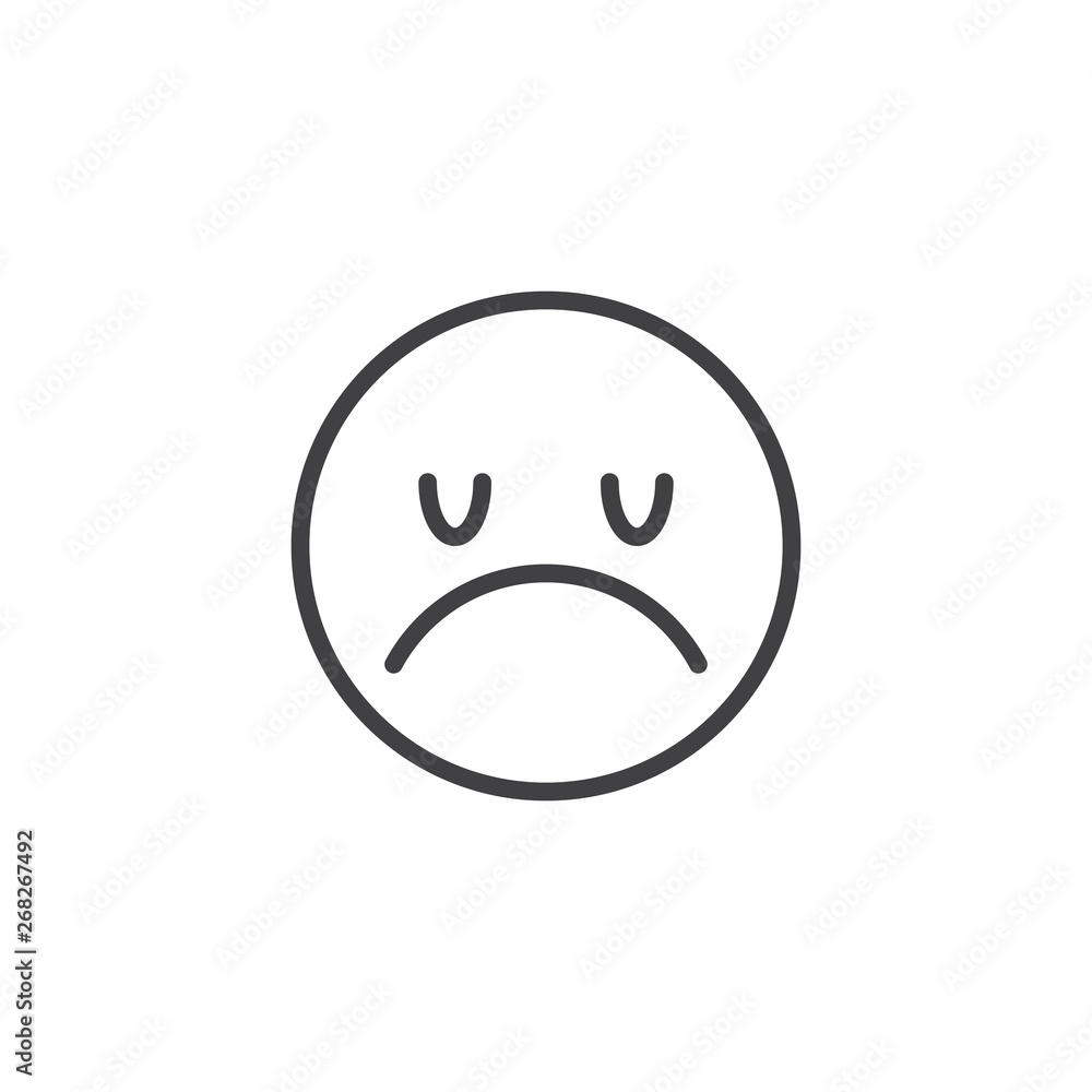 human profile with sad emoji line style icon Stock Vector Image