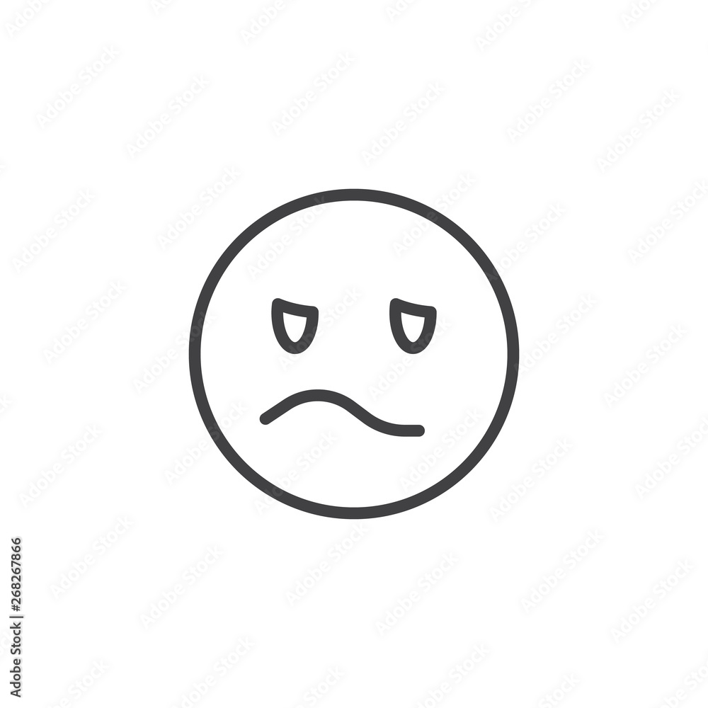 Annoyed emoji face line icon. linear style sign for mobile concept and web design. Confounded Face emoticon outline vector icon. Symbol, logo illustration. Vector graphics Annoyed emoji face line icon. linear style sign for mobile concept and web design. Confounded Face emoticon outline vector icon. Symbol, logo illustration. Vector graphics