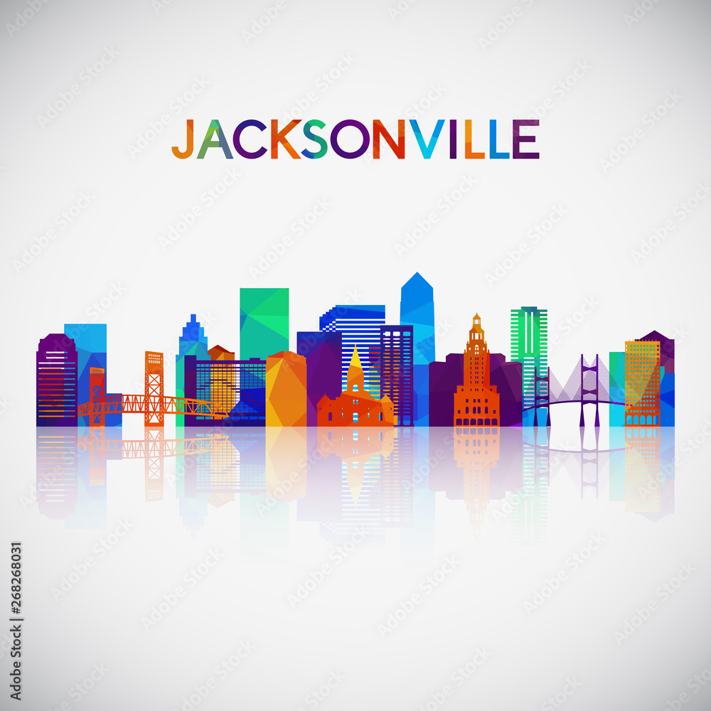 Jacksonville skyline silhouette in colorful geometric style. Symbol for your design. Vector illustration.