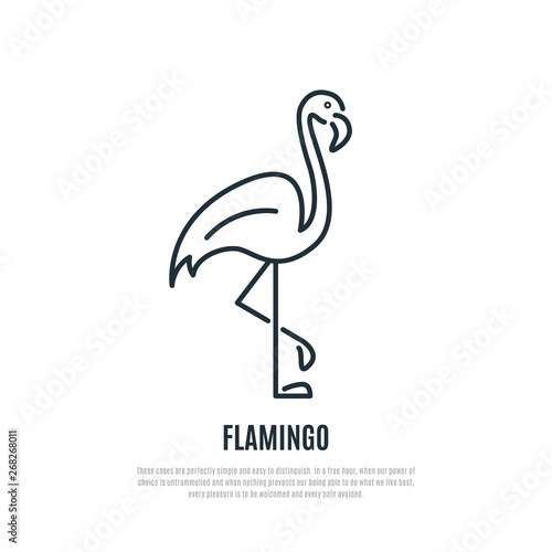 Flamingo line icon. Wild bird symbol. Liner style. Vector illustration.