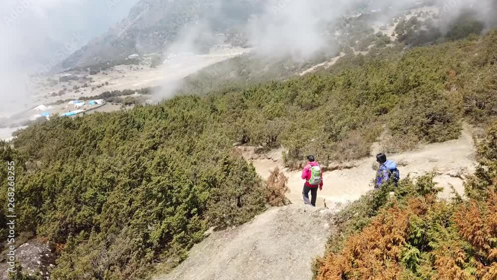 Short trek back from Hotel Everest View to Namche Bazaar. Clouds are gathering. Short trek back from Hotel Everest View to Namche Bazaar. Clouds are gathering.