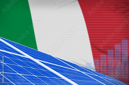 Italy solar energy power digital graph concept - environmental natural energy industrial illustration. 3D Illustration