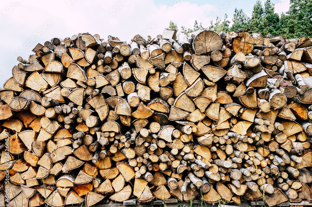 Chopped wood, woodpile, firewood - rural area