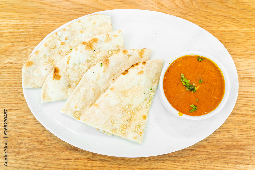 roti with curry chicken soup