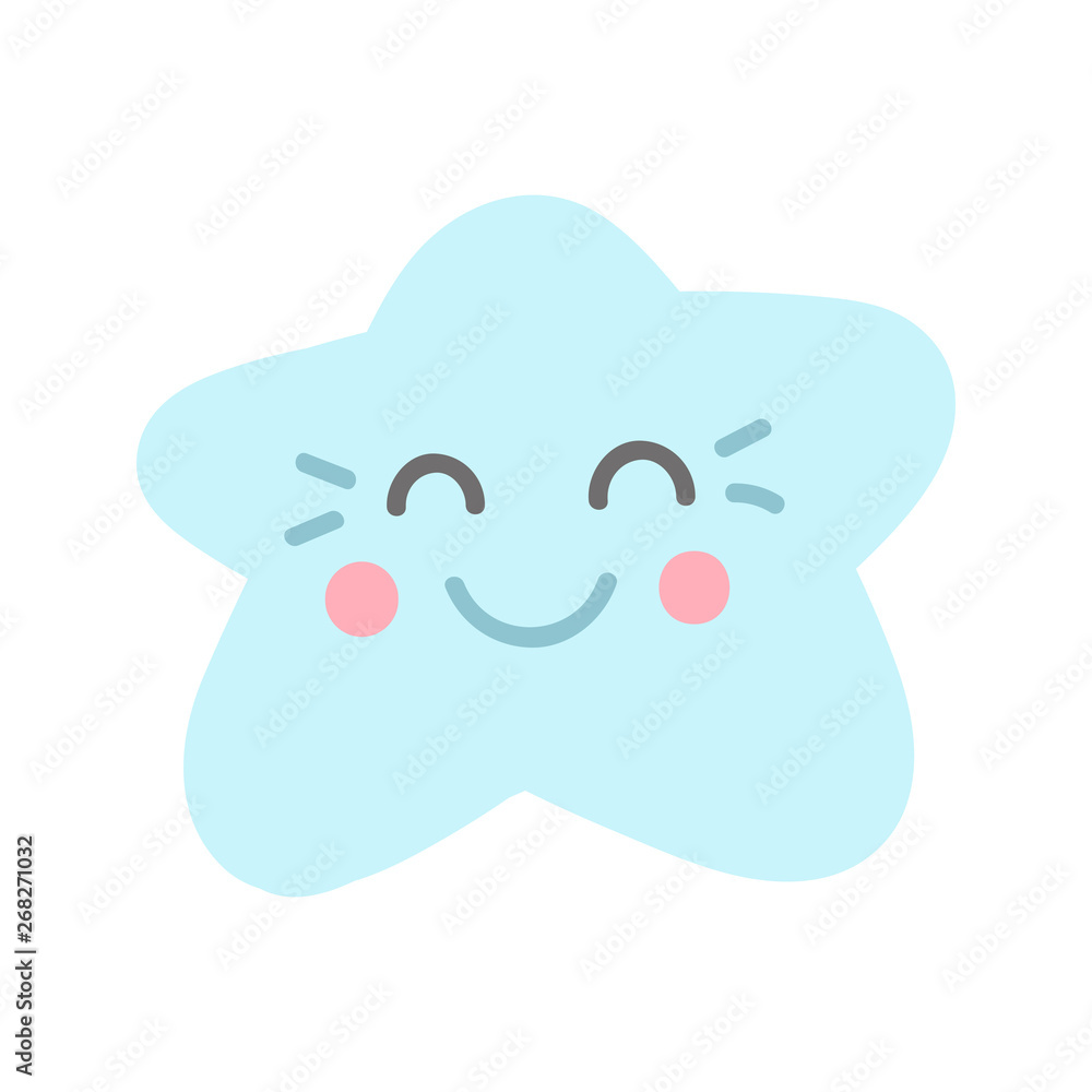 Isolated kawaii smiling star with pink cheeks. Isolated kawaii smiling star with pink cheeks.