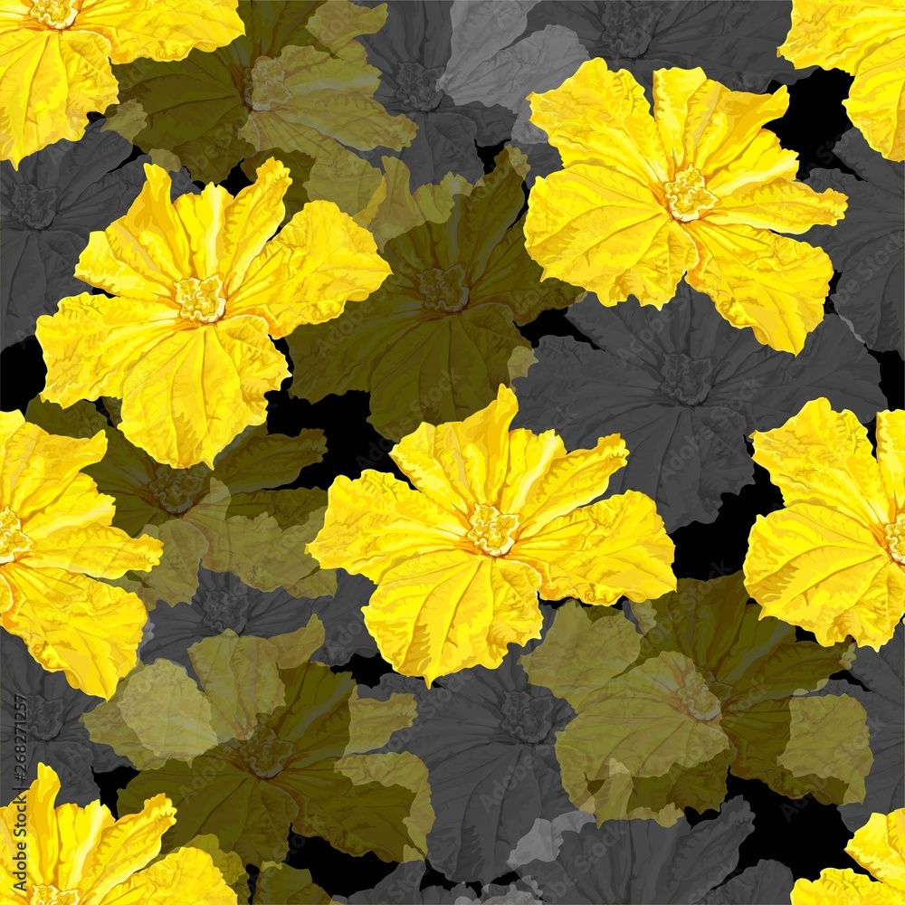Flower seamless pattern of pumpkin flower  -vector