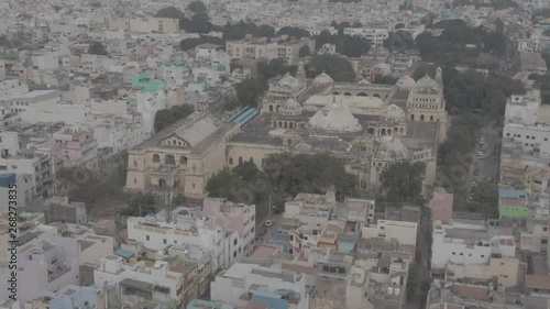 Madurai Thirumalai Nayakkar palace, 4k aerial drone ungraded/flat photo