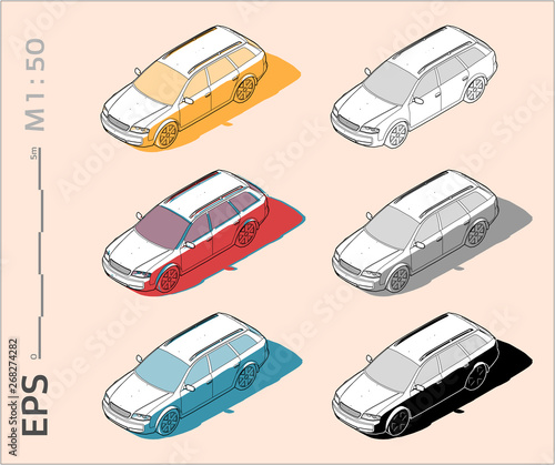 car vector icons set for architectural drawing and illustration