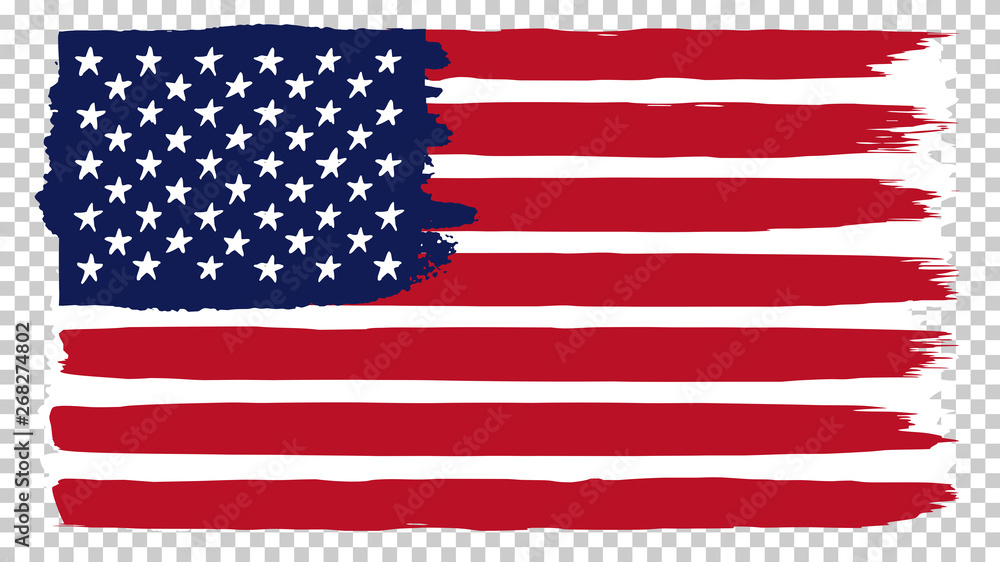 Vecteur Stock National American flag, transparent background. Brush ...