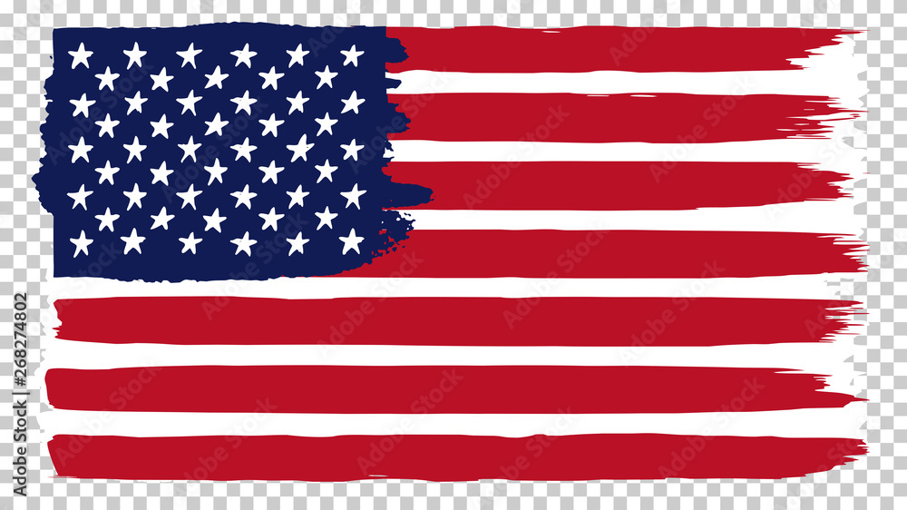 Vecteur Stock National American flag, transparent background. Brush