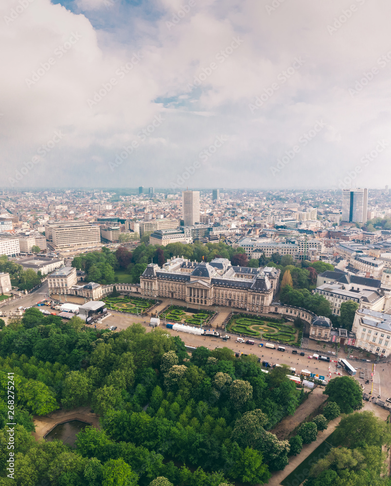 Panoramic aerial view of the Royal Palace Brussels, Belgium