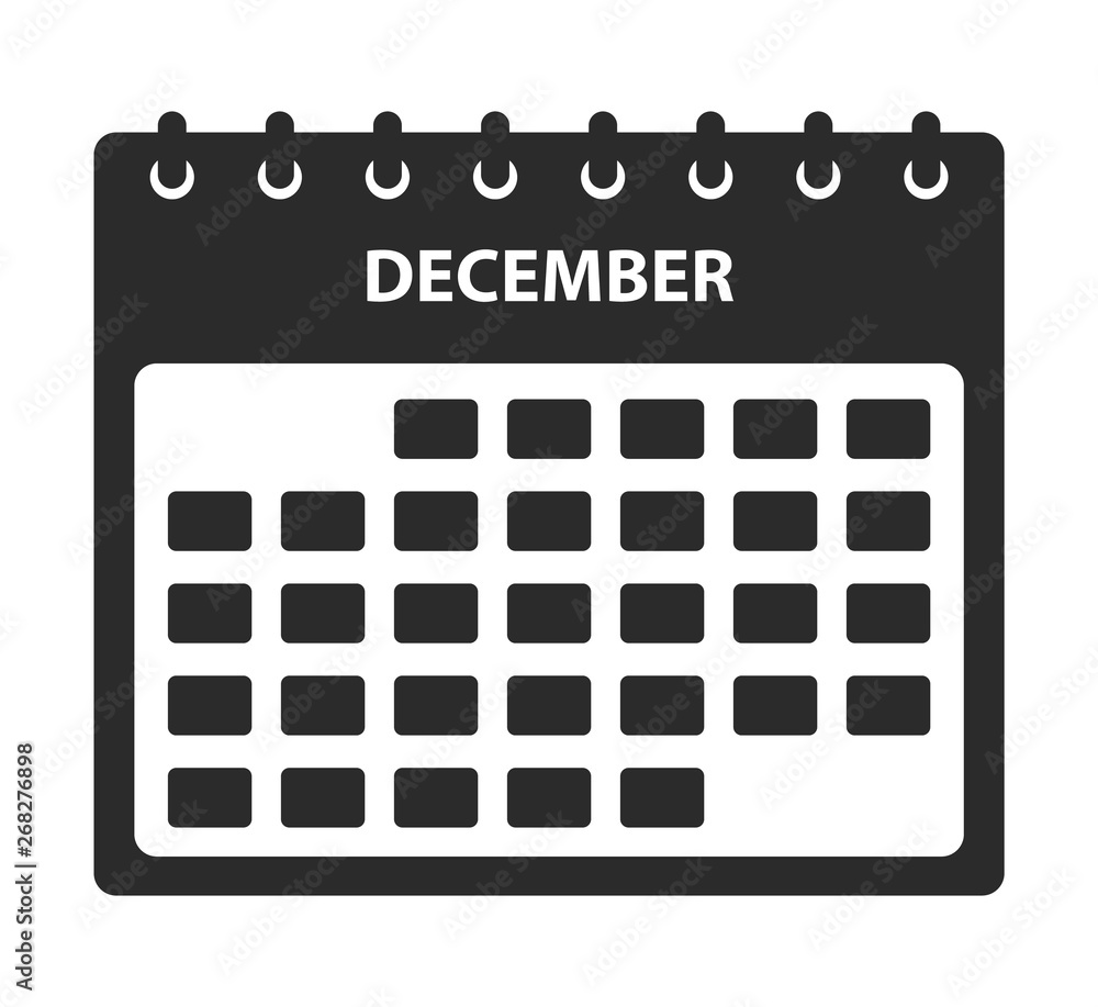 December Calendar Icon. Flat style vector EPS. December Calendar Icon. Flat style vector EPS.