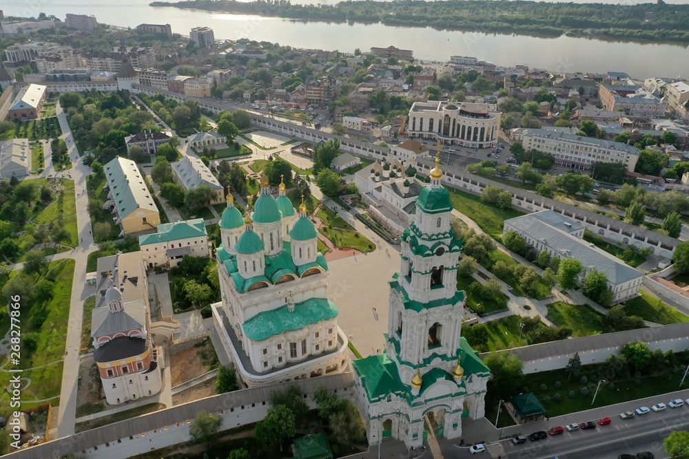 Aerial view of the Astrakhan Kremlin, historical and architectural complex. Russia, Astrakhan