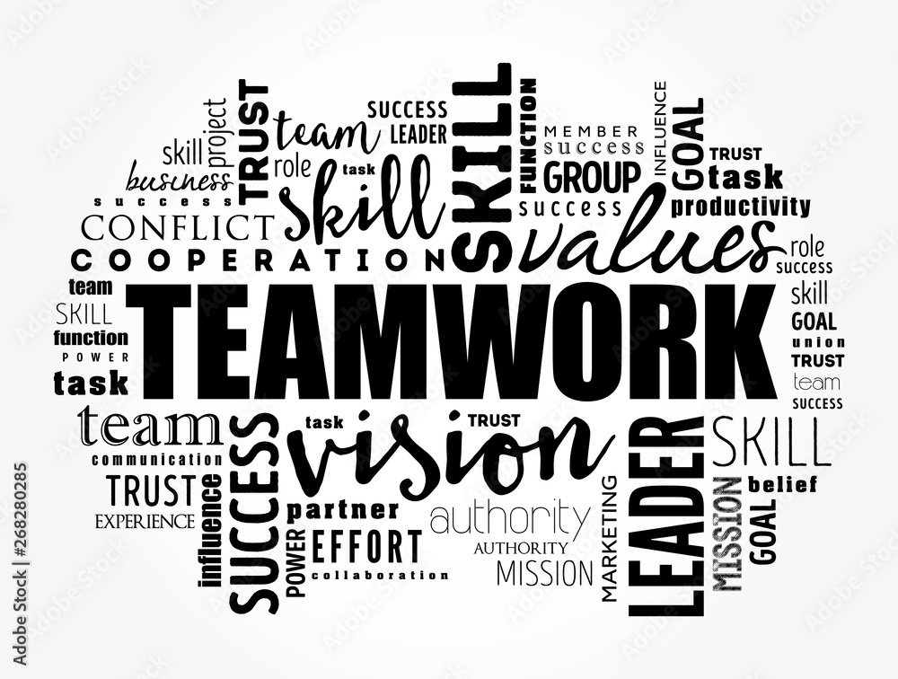 Teamwork Word Cloud Collage Business Concept Background Stock Vector 