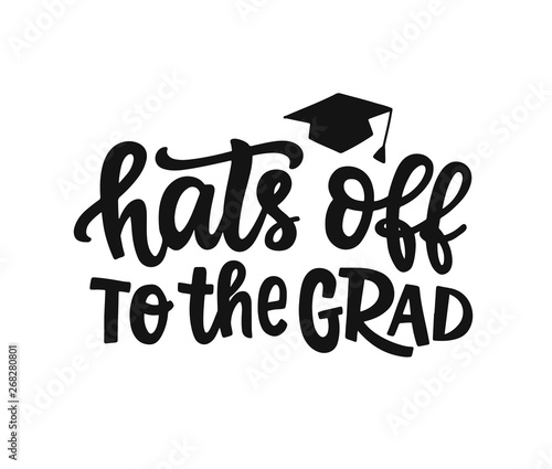Hats off to the grad! Graduation label, banner