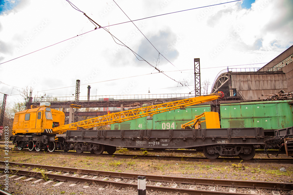 railway crane on the station