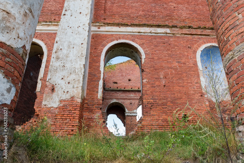 Destroyed Holy Spirit Church. Complex military settlement of Count A. A. Arakcheev. The complex was built 1818-1825. Located in the village of Selishchi, Novgorod region photo