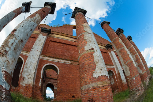 Destroyed Holy Spirit Church. Complex military settlement of Count A. A. Arakcheev. The complex was built 1818-1825. Located in the village of Selishchi, Novgorod region photo