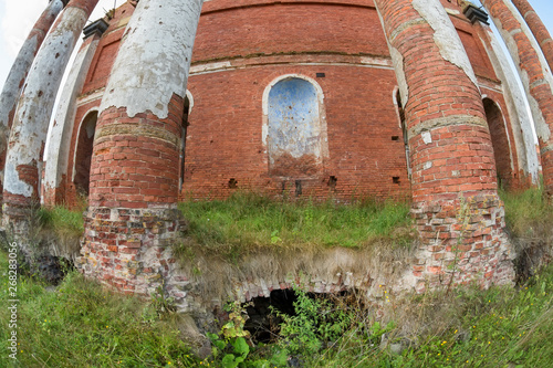 Destroyed Holy Spirit Church. Complex military settlement of Count A. A. Arakcheev. The complex was built 1818-1825. Located in the village of Selishchi, Novgorod region photo