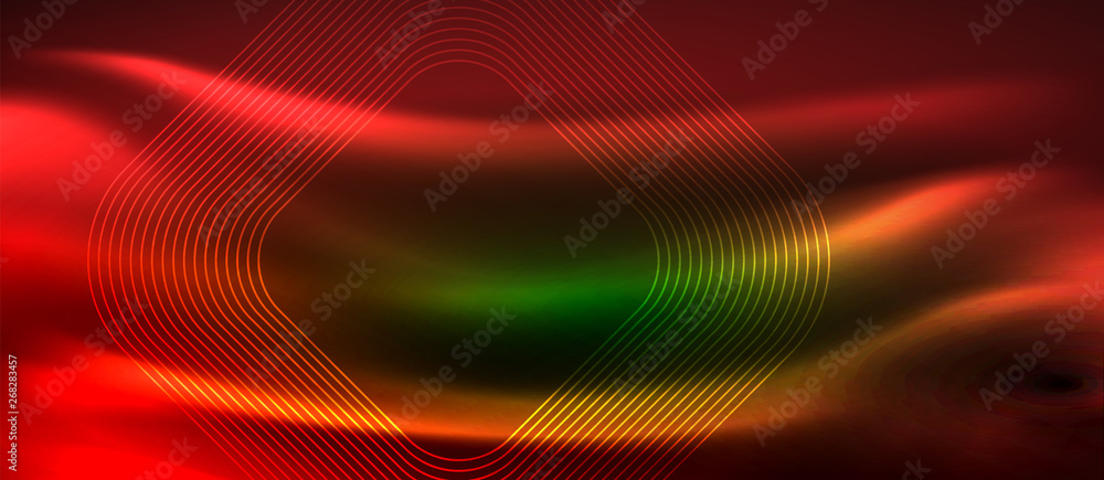 Dark background with neon glowing elements, shiny motion concept Dark background with neon glowing elements, shiny motion concept