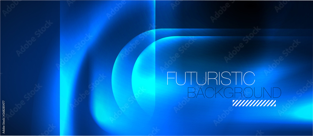Blue neon round shapes techno background Blue neon round shapes techno background