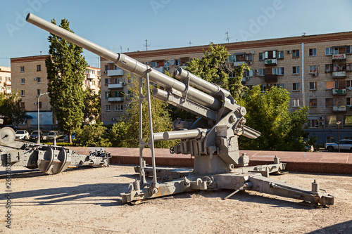 The German antiaircraft gun in the museum panorama 