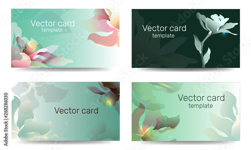 Template of business cards in green color with a design element. Text frame. Web design elements.