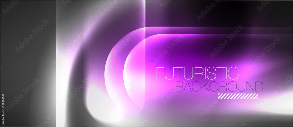 Naklejka premium Neon glowing techno lines, hi-tech futuristic abstract background template